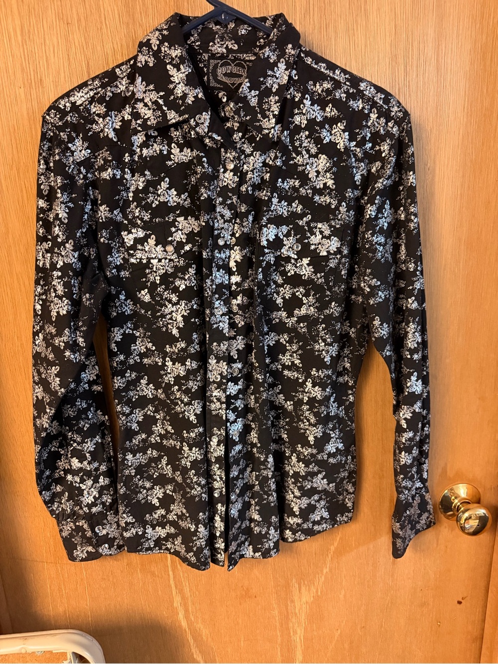 Women's Black Floral Button-Up Shirt -